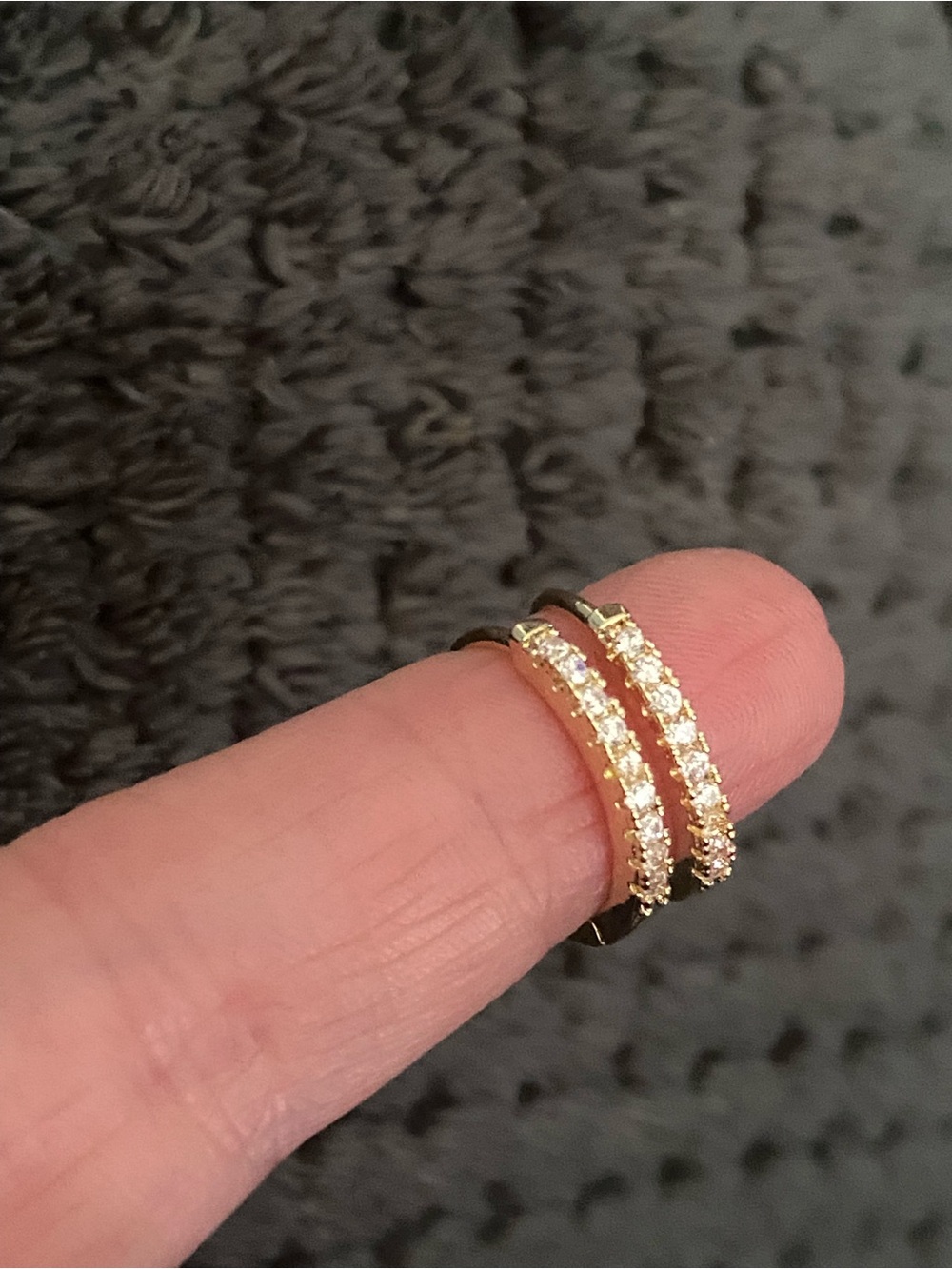 Gold Crystal Pavé Double Row Hoop Earrings - Women's Jewelry